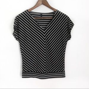 Maurices Black and White Striped V-neck Tee